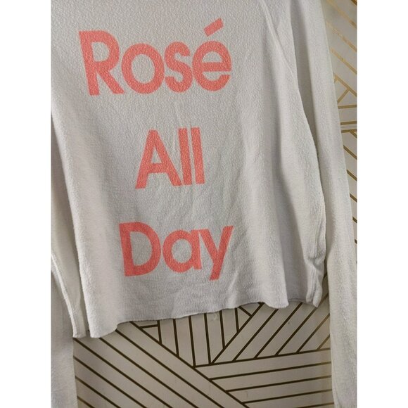 WILDFOX Women's ROSE ALL DAY Spell Out Cropped Pullover Jumper Size XS - Picture 4 of 10